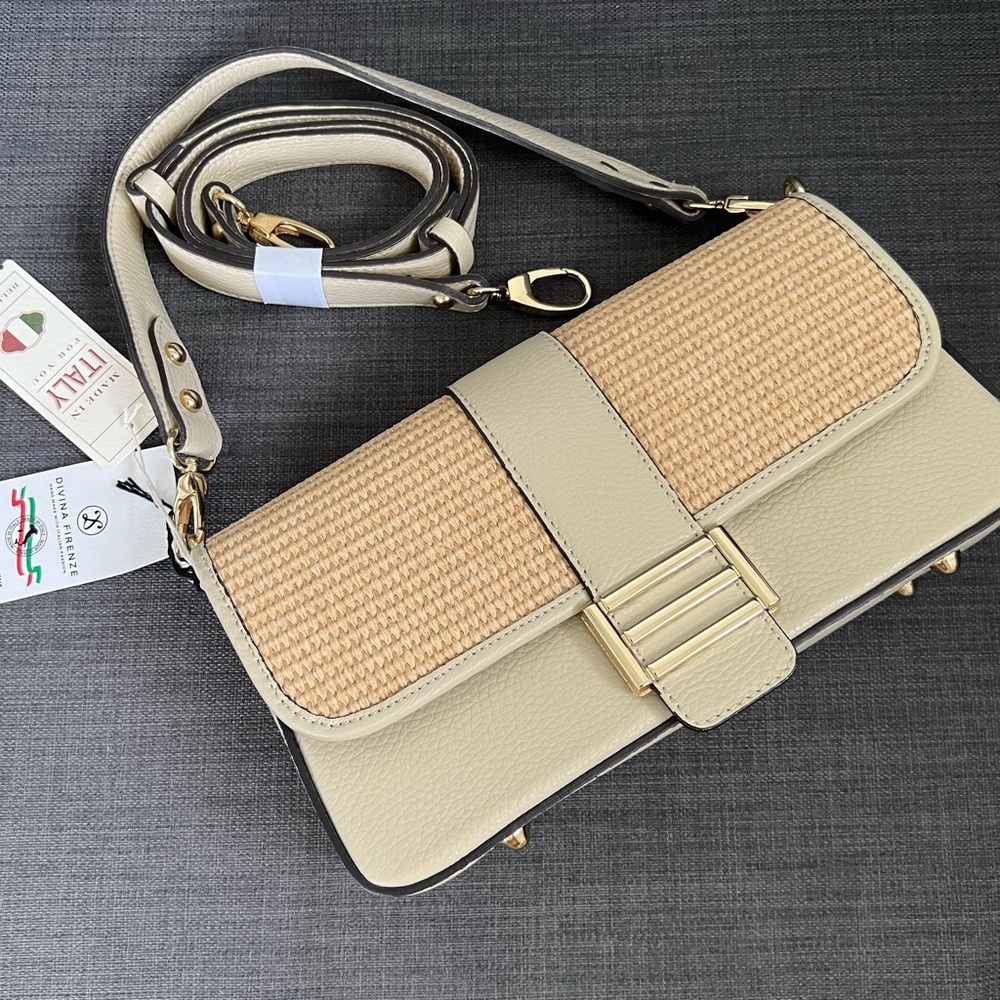NWT DIVINA FIRENZE LEATHER CROSSBODY FLAP BAG